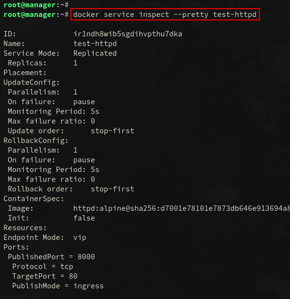 Информация о сервисе test-httpd