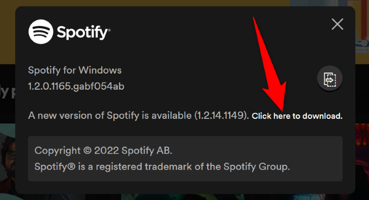 Выберите «Нажмите здесь, чтобы загрузить» в Spotify