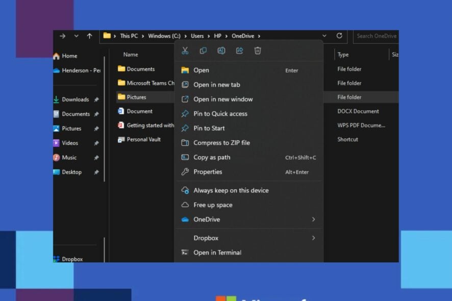 OneDrive: всегда хранить на этом устройстве