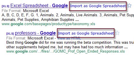 Ссылка открытия XLS в Google Docs в результатах поиска