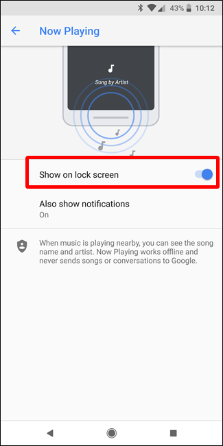 Now Playing — список распознанных песен на экране блокировки