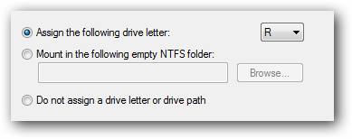 Назначение буквы диска или точки монтирования