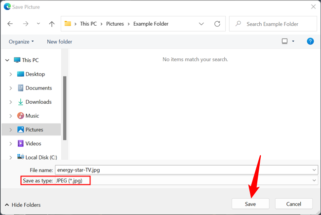 Нажмите Сохранить для завершения.