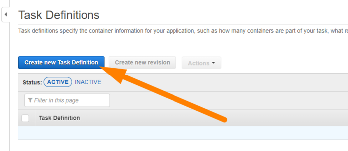 Форма создания новой Task Definition