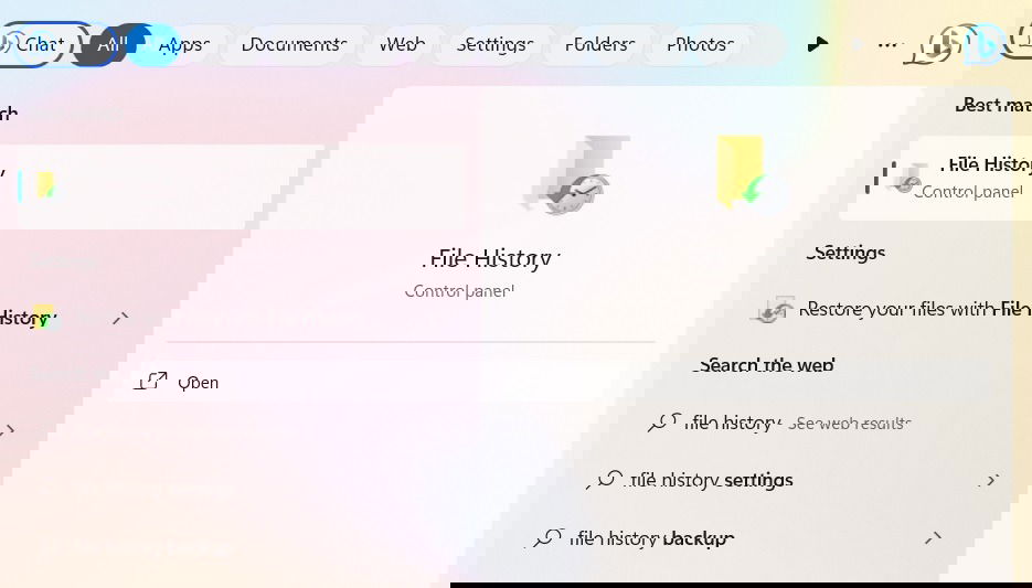 Резервное копирование в Windows через File History