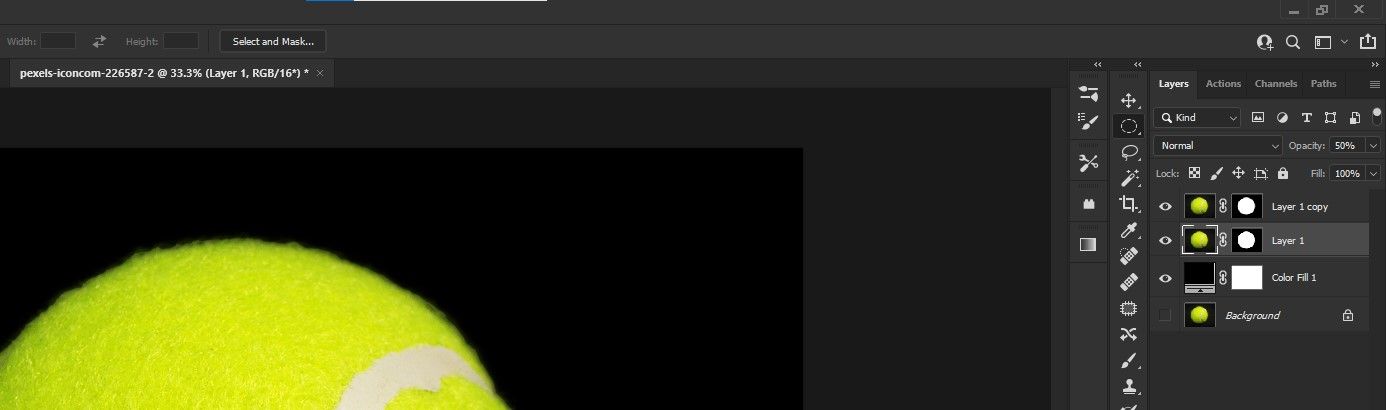 Шаг 4: Понизить непрозрачность Layer 1 до 50%