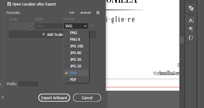 design business card illustrator export