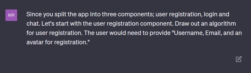 Запрос для генерации компонента регистрации