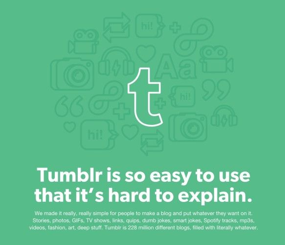 описательное изображение: открытка Easy Tumblr с упрощённым интерфейсом