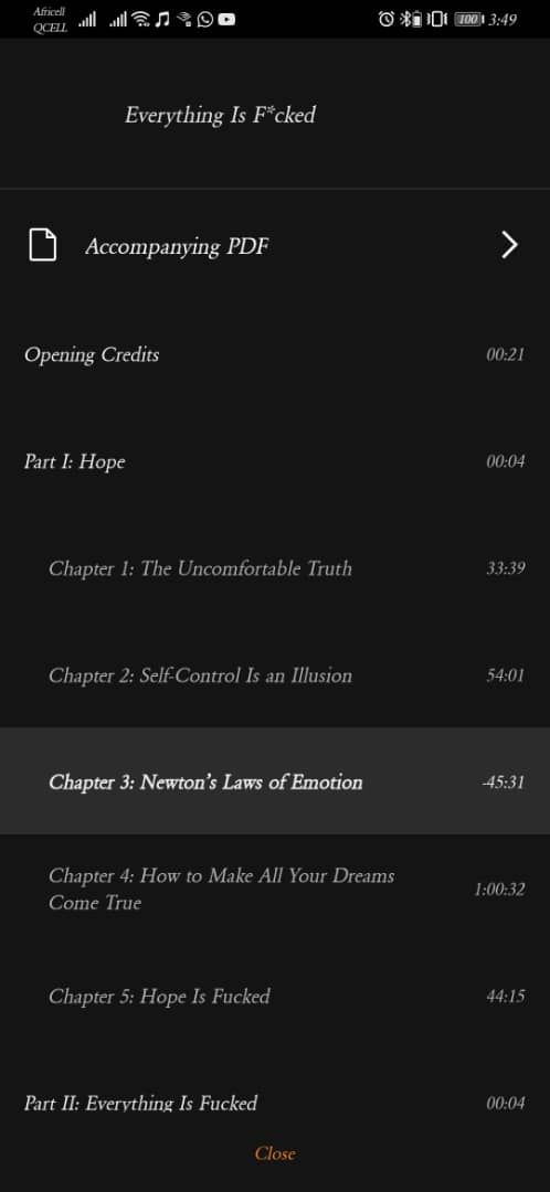 Список загруженных аудиокниг в приложении
