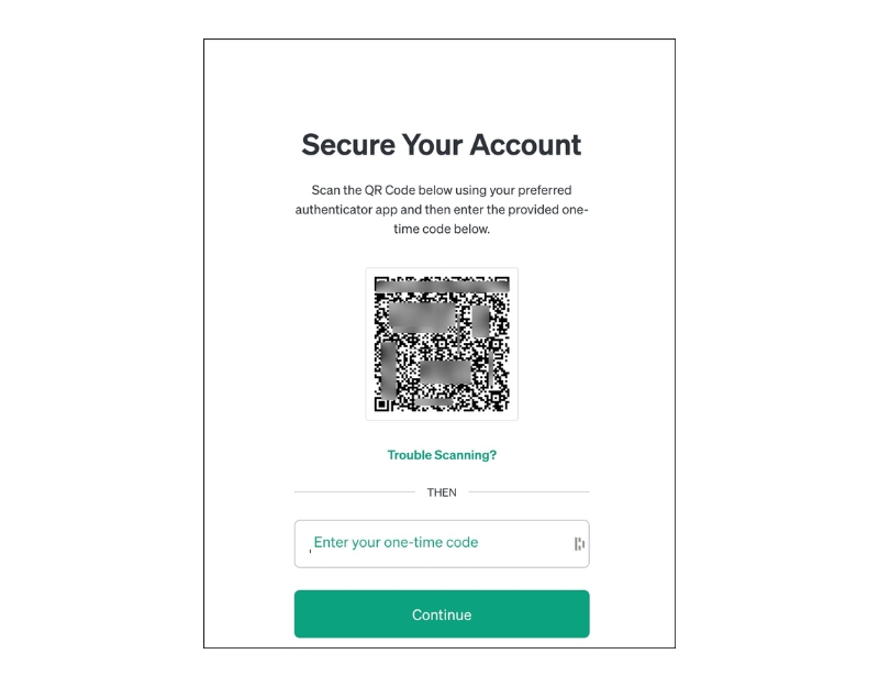 QR‑код для настройки MFA — скриншот