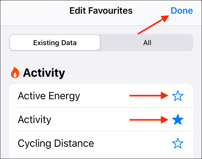 Настройте данные в Избранном и нажмите Done