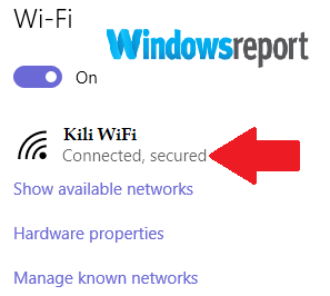 Список Wi‑Fi сетей в Windows 10