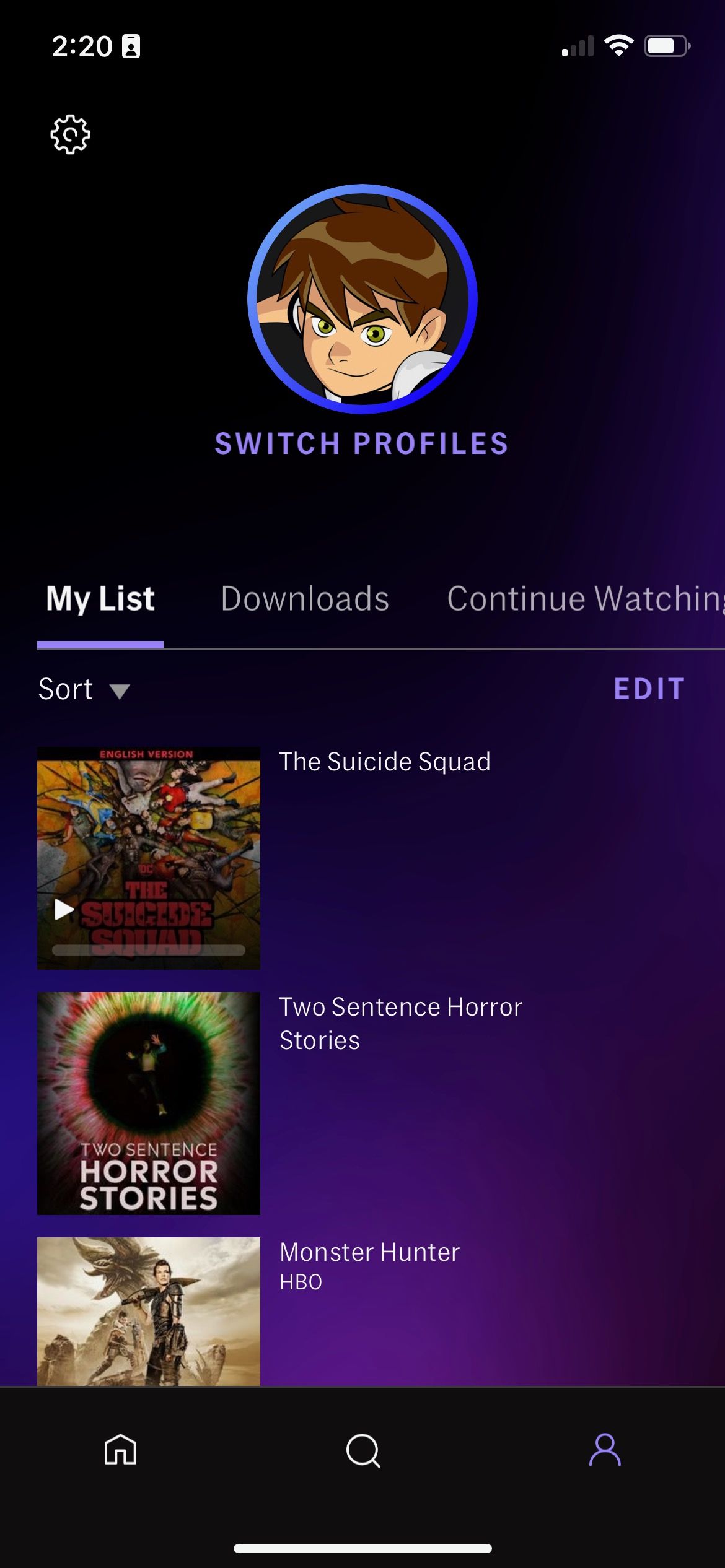 HBO Max Profile iPhone