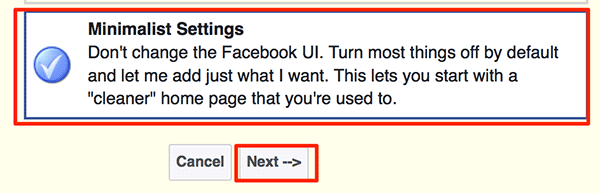 Мастер настройки Social Fixer в интерфейсе Facebook