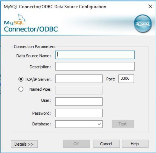 Параметры источника данных MySQL