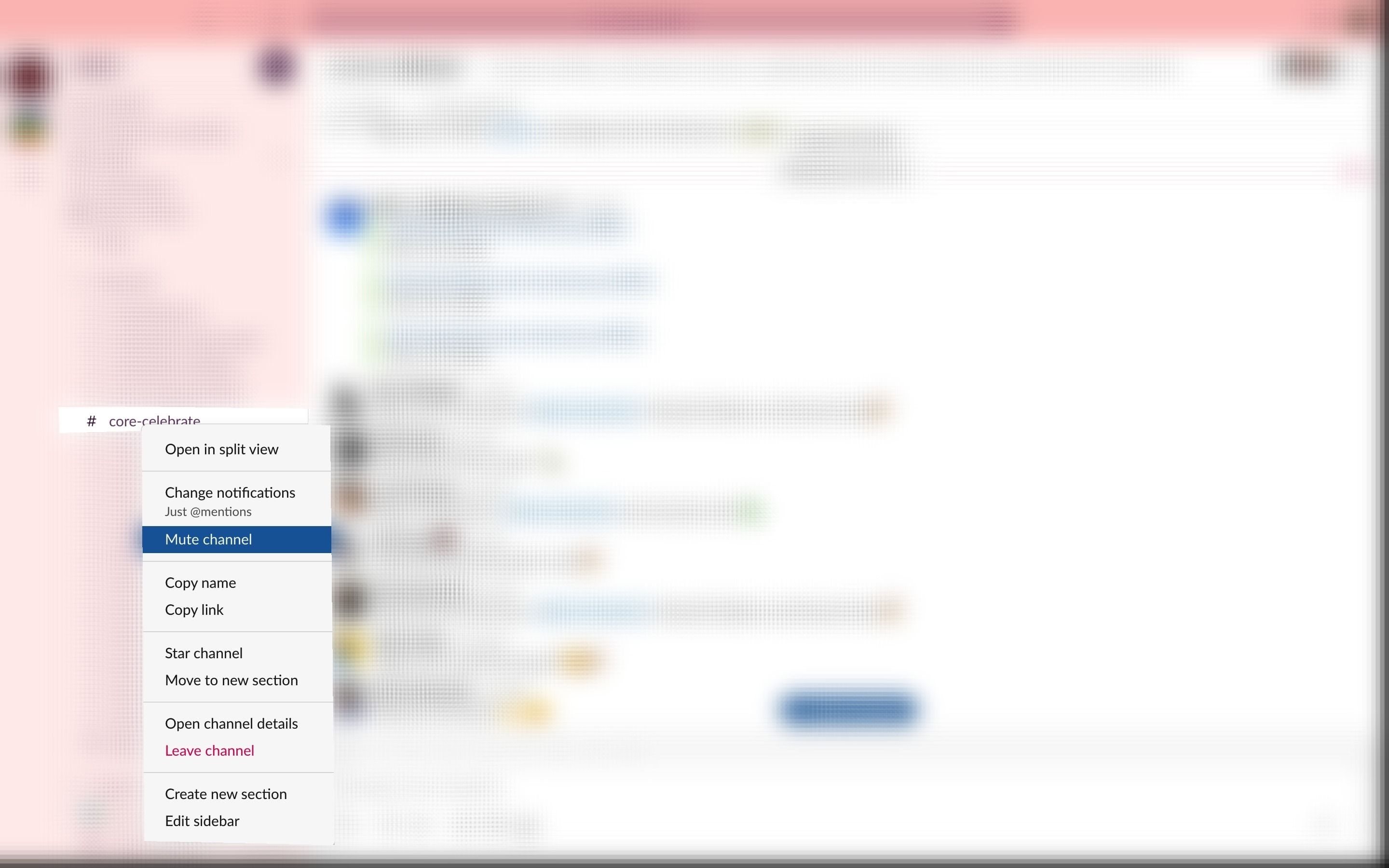 Скриншот: как заглушить канал в Slack