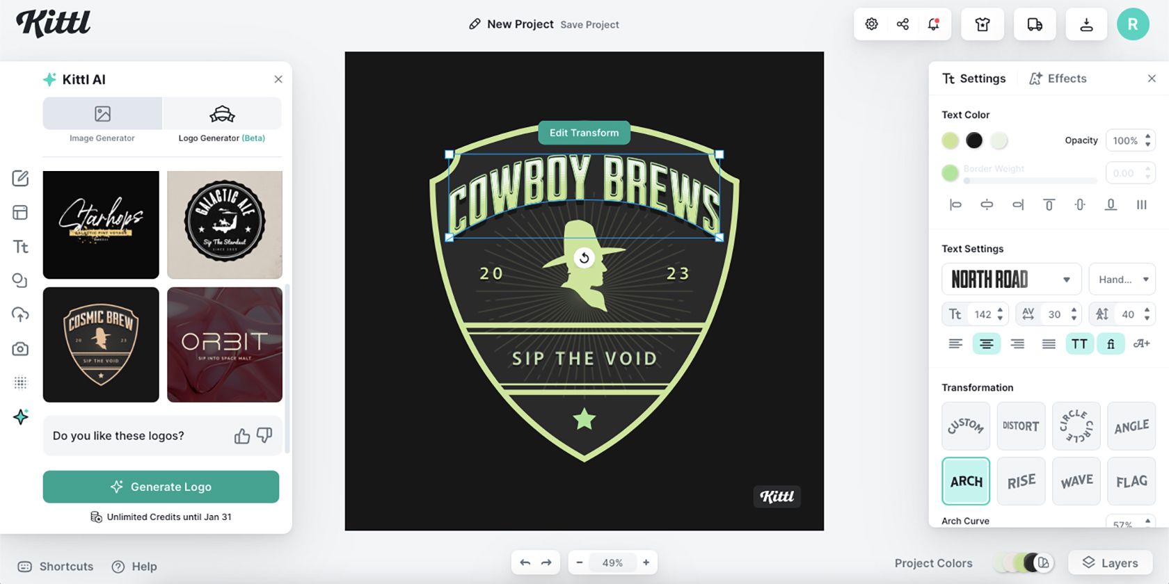 Edited Green Logo in Kittl Logo Generator