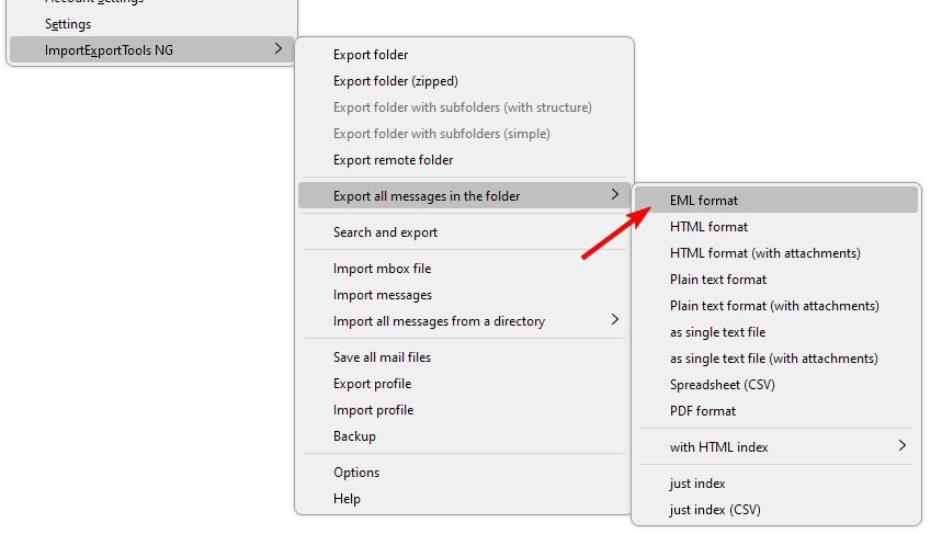 eml format export thunderbird