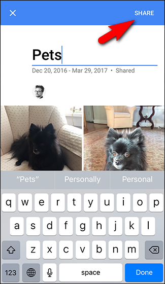 Примеры приложений для общего доступа из меню Google Photos
