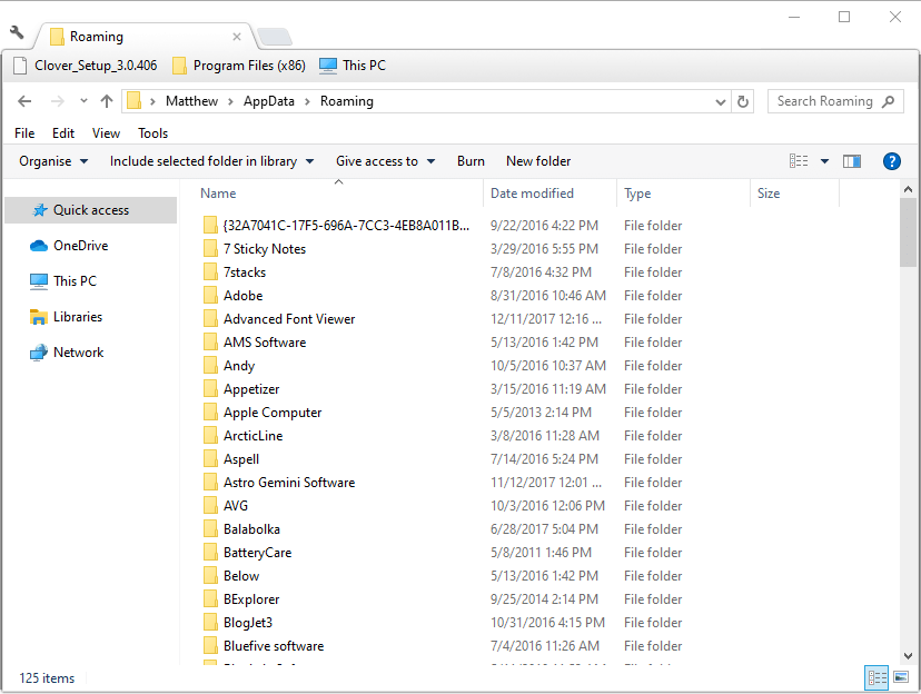 Папка Roaming (%APPDATA%) в Проводнике Windows