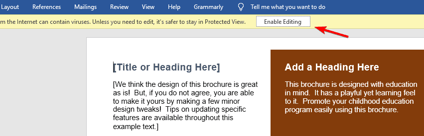 включить редактирование в Word