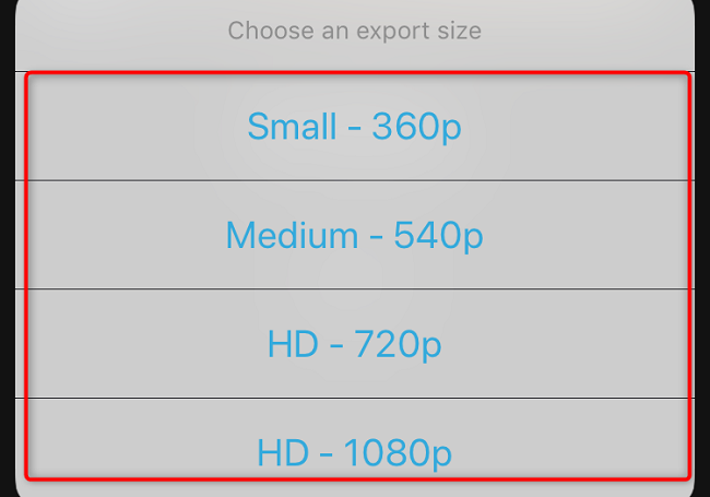 Выберите разрешение видео.