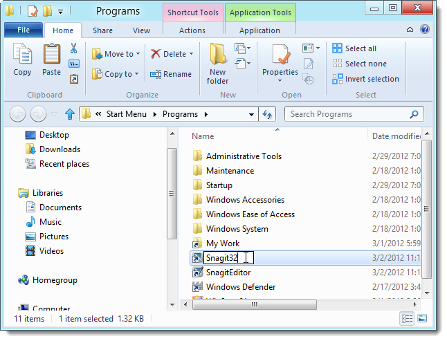 Редактирование имени ярлыка в Проводнике