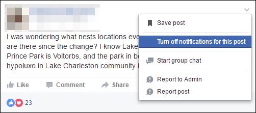 Отключение уведомления через панель уведомлений Facebook
