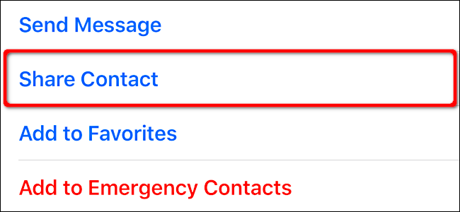 iPhone Share Contact