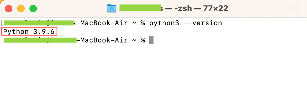 Вывод версии Python в macOS Terminal