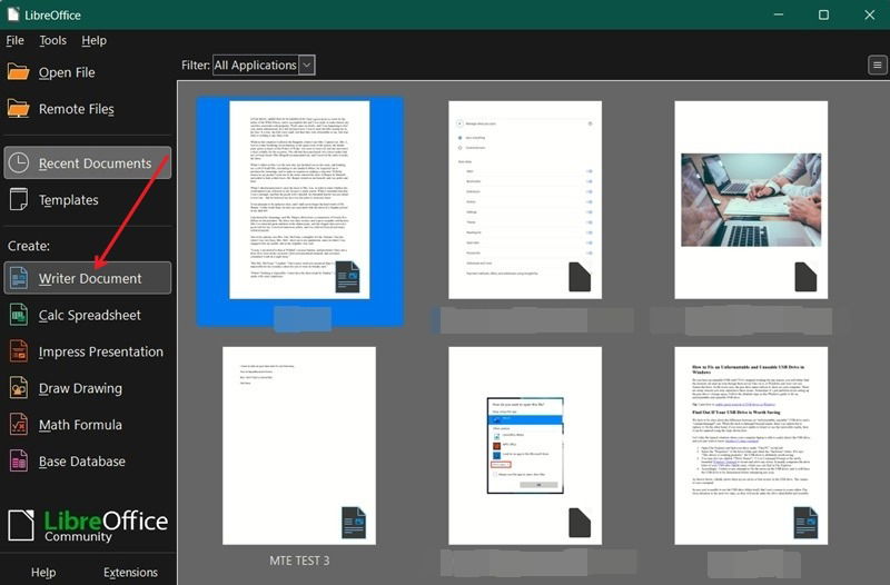Включение панели элементов управления формой в LibreOffice Writer
