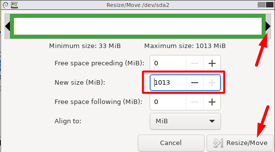 Увеличение размера раздела /boot