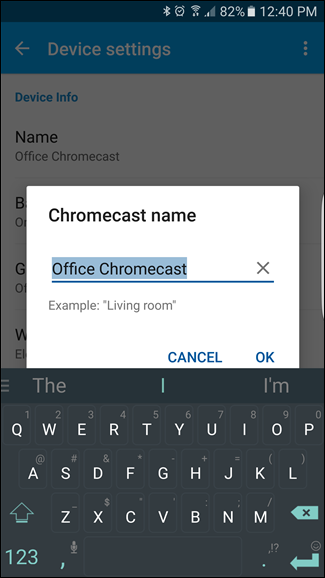 Подтверждение нового имени Chromecast — устройство готово к использованию