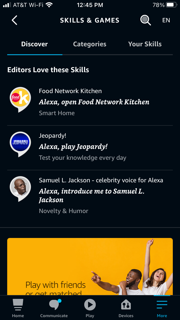Включение сервиса Apple Music в приложении Alexa