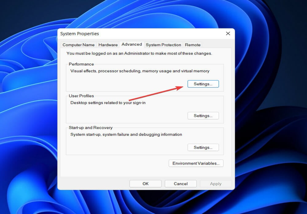 Параметры быстродействия Windows