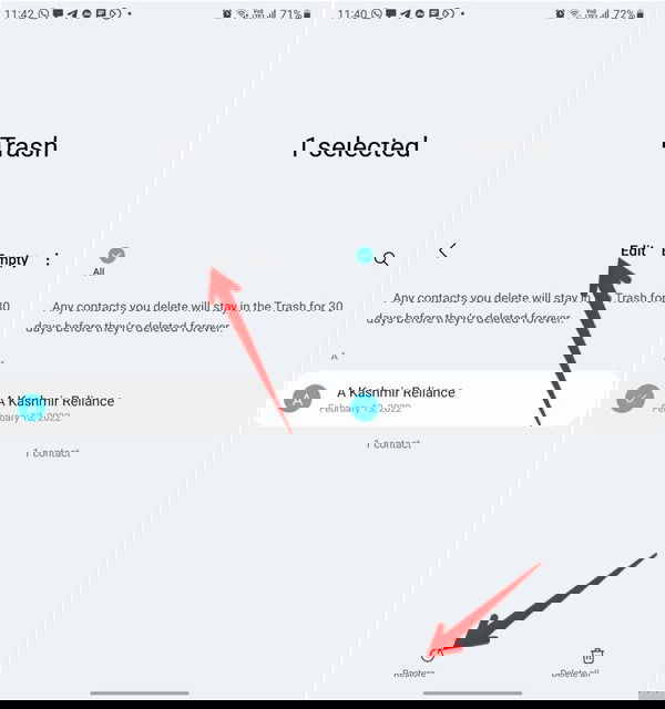 Восстановление контактов из корзины Samsung