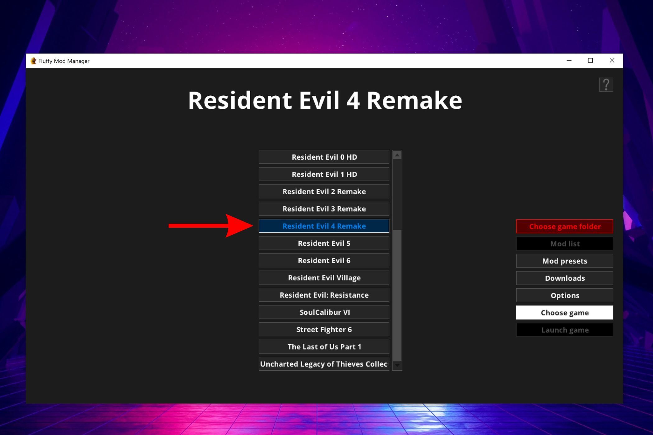 Fluffy Mod Manager для Resident Evil 4 VR