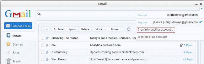 Добавление и переключение аккаунтов Gmail в Pokki
