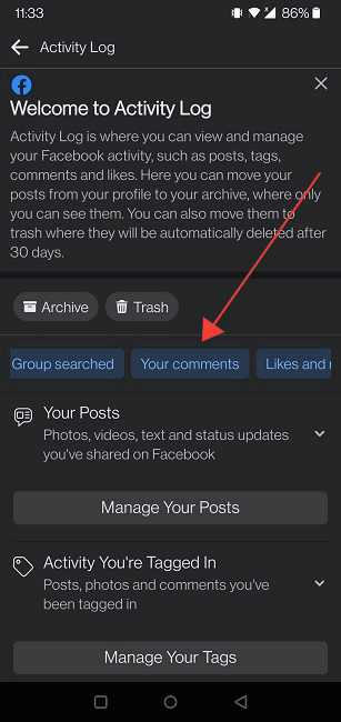 Delete Facebook Comments Mobile Your Comments