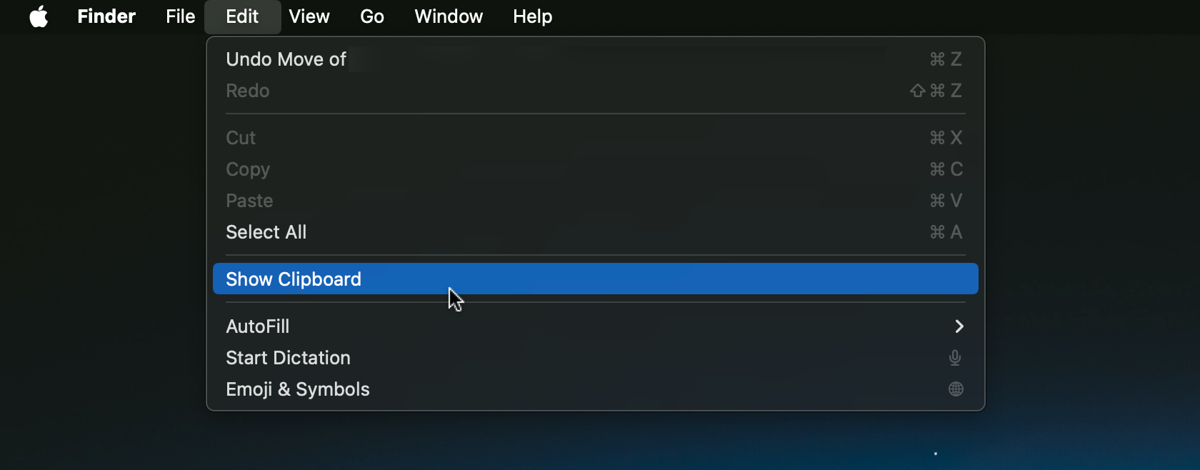 Показать буфер обмена в Finder на macOS