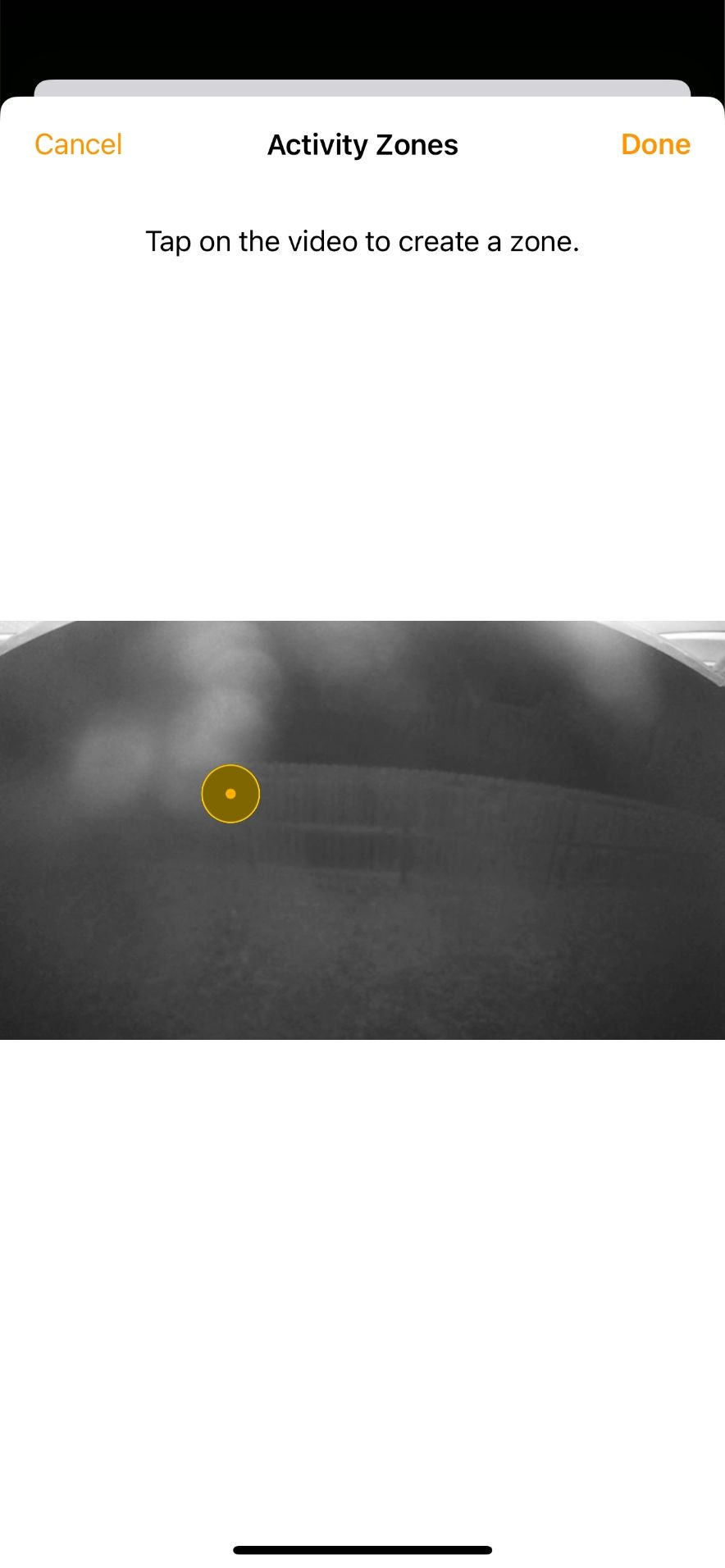 Зона активности камеры HomeKit с одной контрольной точкой