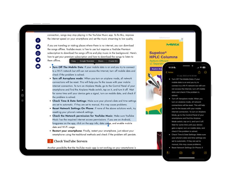 Скопировать на iPhone — вставить на iPad