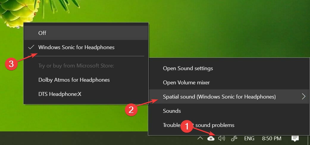 Включение Spatial Sound в Windows