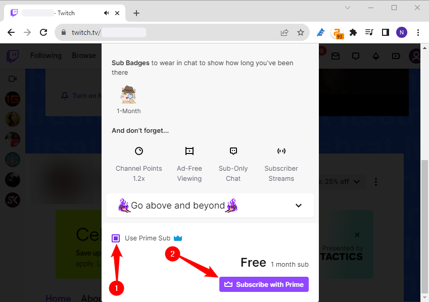 Окно с опцией использования Prime подписки