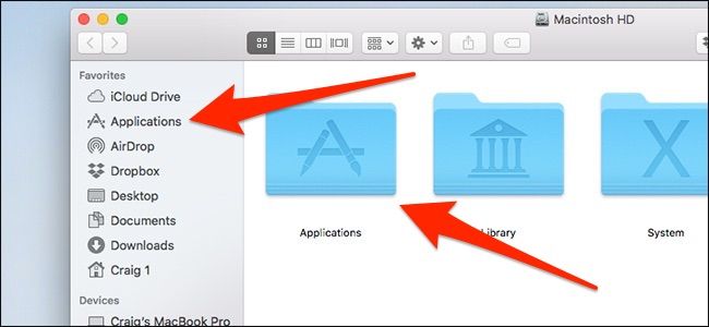Папка Программы в Finder, внутри видна папка Утилиты