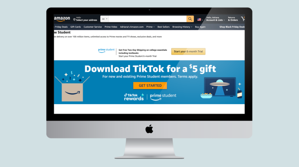 Главная страница Amazon Prime Student