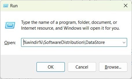 Открытие папки DataStore в проводнике