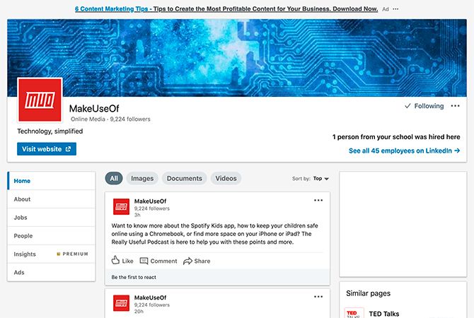 Профиль компании в LinkedIn, список сотрудников и поиск рекрутера