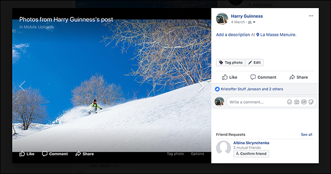 Наведение курсора показывает опции под фотографией